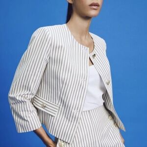 Zara Striped Modern Women's Old Money Blazer Jackey Size Medium